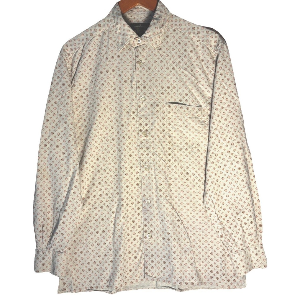 Ermenegildo Zegna Mens Geometric Print Button Down Shirt Size L Italy Longsleeve